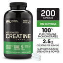 Optimum Nutrition Micronized Creatine Monohydrate Capsules, 200 Capsules