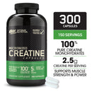 Optimum Nutrition Micronized Creatine Monohydrate Capsules, Keto Friendly, 2500mg, 300 Capsules (Packaging May Vary)